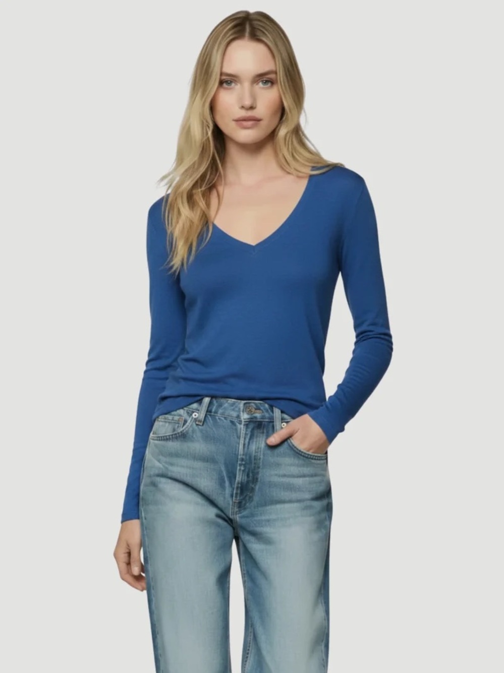 Majestic Filatures 100% Machine Washable Cashmere Long Sleeve V-Neck T-Shirt